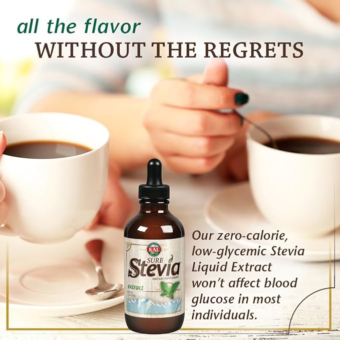 KAL Sure Stevia Extract Zero Calorie Sweetener Low Carb Plant Based Liquid Stevia Drops Great Taste Zero Sugar Low Glycemic &amp Perfect for a Keto Diet 60-Day Guarantee Approx. 1555 Servings