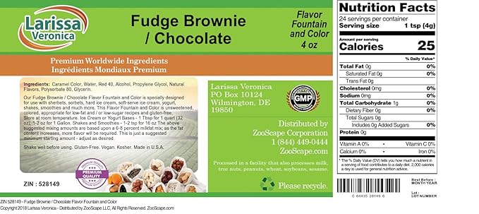 Fudge Brownie / Chocolate Flavor Fountain and Color (4 oz ZIN: 528149) - 2 Pack