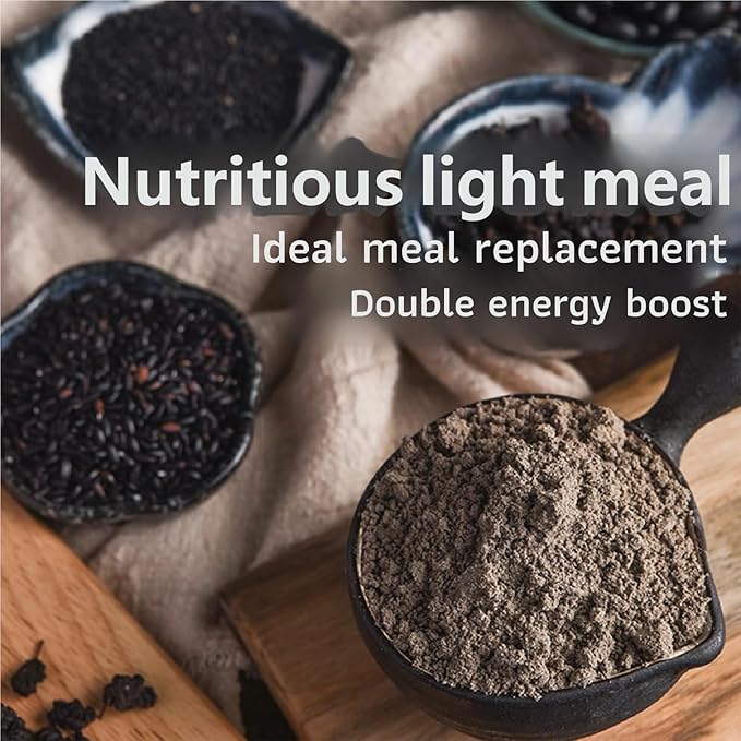 500g Black Eight Treasures Porridge Herbal Powder Blend with Black Sesame Mulberry Bean Peanut Fungus Quinoa &amp Goji Berry Wellness Caffeine-Free
