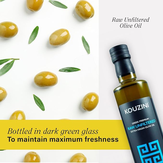 Kouzini Triple Olive Oil Bundle Premium Greek Organic and Raw Unfiltered Extra Virgin Olive Oil For Kitchen Grill Salad Dressings 500ml Bottles