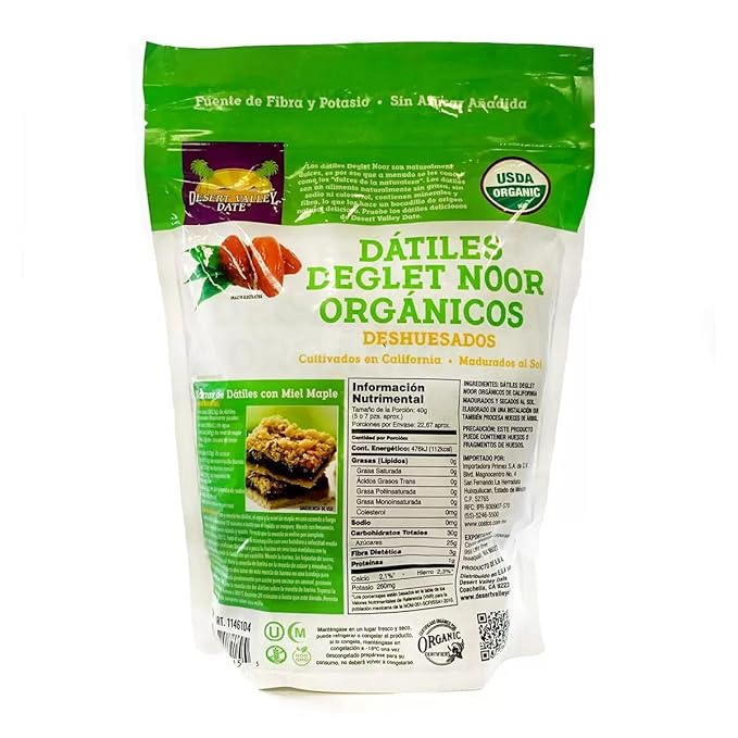 Desert Valley Date Datiles Deglet Noor Organic Boneless from California - 2 Bags of 32 oz