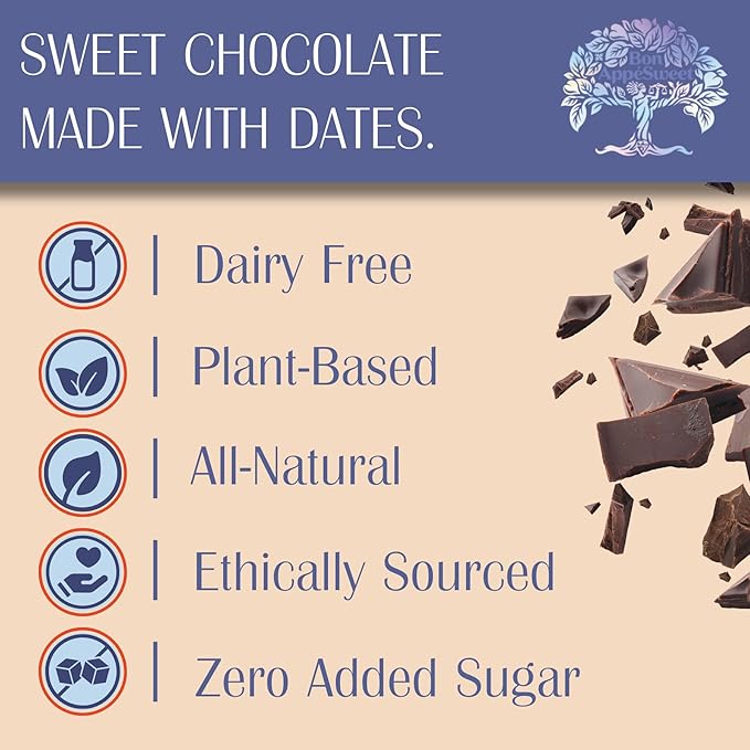 Bon Appesweet Date Sweetened Chocolate Bar - Better than Milk Chocolate | 2.2 Ounce (Pack of 5) | Organic Zero Added Sugar 54% Cacao Plant Based Dairy Free and Guilt Free!