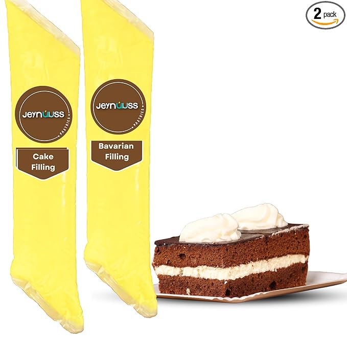 Jeynuuss Bavarian Cream Filling Pack 2 - Pastry Filling Crema Pastelera Cake Filling Cannoli Cream Crema Pastelera para Rellenar Pasteles Cheese Cake Filling Tub