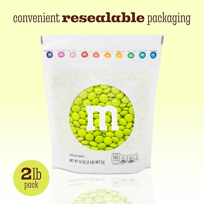 M&ampM’S WORLD Electric Green Milk Chocolate Candy 5lbs Bar