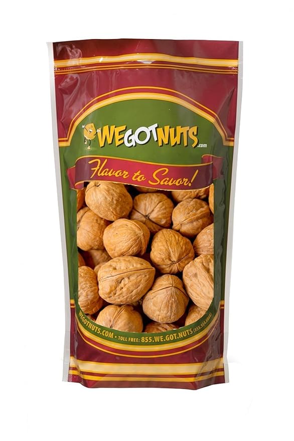 Raw California Walnuts In Shell – 4 lbs -Premium Quality Whole &amp Unsalted Walnuts By We Got Nuts – Natural Healthy Snack For The Whole Family – Oil-Free &amp Diet-Friendly Flavor – Air-Tight Rese