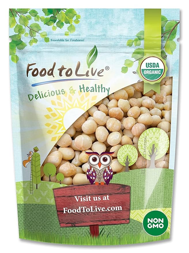 Food to Live Organic Whole Macadamia Nuts 4 Pounds – Non-GMO Raw Shelled Unsalted Kosher Vegan Bulk. Keto Snack. Buttery Flavor. Good Source of Fiber Healthy Fats. Perfect for Desserts.