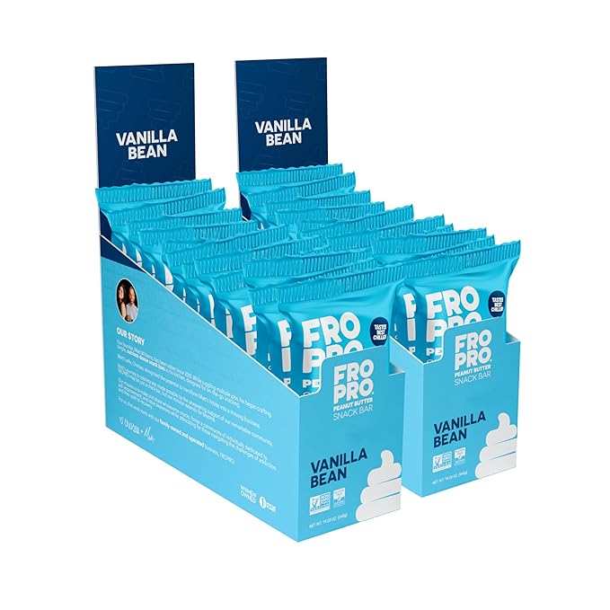 FROPRO Plant Protein Snack Bars - Plant Based Protein Bars All-Natural Gluten Dairy &amp Soy Free High Protein Bars with Low Calories | Vanilla 24 Pack