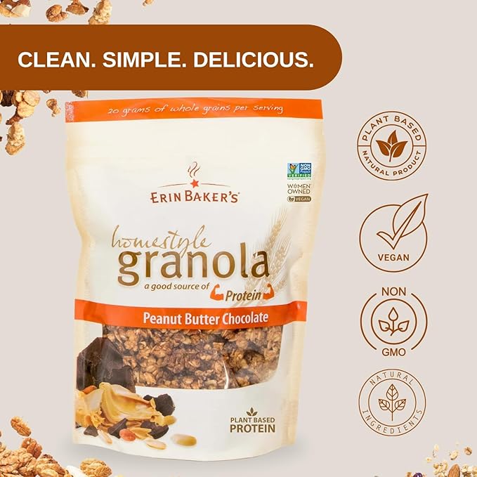 Erin Baker's Homestyle Granola Peanut Butter Chocolate Gluten-Free Vegan Ancient Grains Non-GMO Granola Bulk 10-pound bag160 Ounce (Pack of 1)PP-GRCE33754