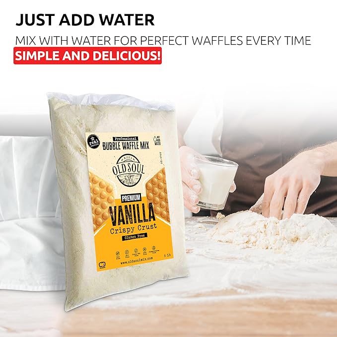 OldSoul Professional Bubble Waffle Mix | GLUTEN FREE | Crispy | 10 Lbs | Vanilla Flavor | Egg Waffle Mix | 56 Waffles (10 Lbs Gluten Free)