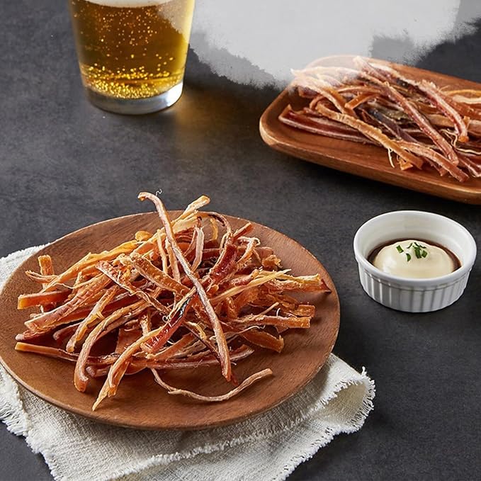 Dried Calamari Jerky – Korean Style Snack Flower Over Calamari – Sweet &amp Savory Seafood Treat Zip Bag 8.11oz – Late Night Ocean Delicacy 꽃보다 오징어
