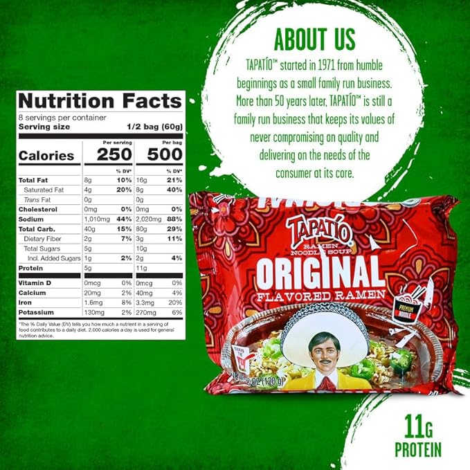 Tapatío Ramen Noodle Soup Original - Pouch 4.23 oz. (120g) Case of 16