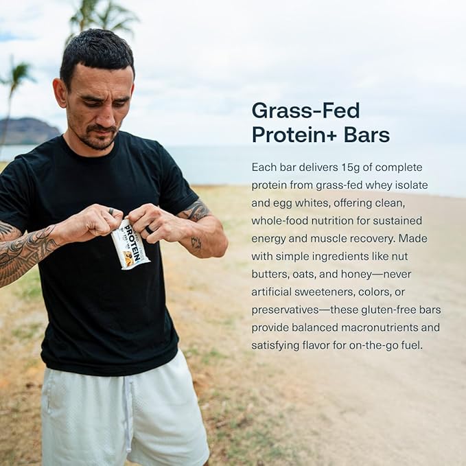 Transparent Labs Protein+ Bars - Whole-Food Protein Bars w/ 15g+ Grass-Fed Whey &amp Egg Whites Protein Natural Peanut &amp Almond Butter No Artificial Sweeteners - Peanut Butter Chocolate Chip 1