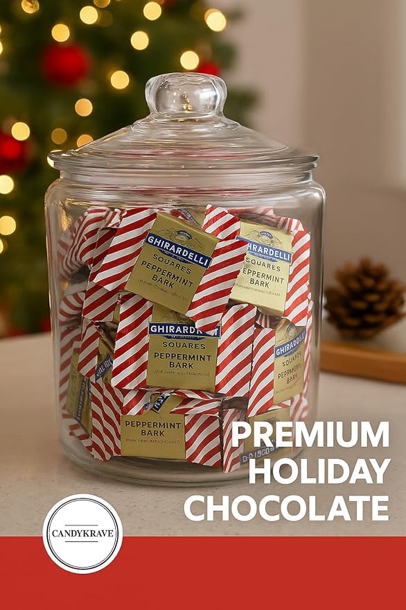 Ghrardlli Peppermint Bark Squares – Individually Wrapped Holiday Chocolate – White &amp Dark Chocolate with Peppermint Crunch – 1 lb Pack (Approx. 22–26 Squares) – Perfect for Christmas Gifts Candy
