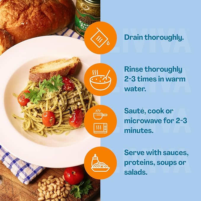 LIVIVA Low Carb High Protein KETO Pasta – 135 g Protein per Box with Pea Protein &amp Konjac Flour - 8g Net Carbs Diabetic-Friendly - Ready to Eat in 3 – 4 mins - Healthy Al Dente Pasta (6 Pack Lin