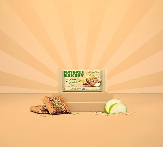 Nature's Bakery Nature’s Bakery Oatmeal Crumble Bars Apple Real Fruit Vegan Non-GMO Breakfast bar 7 boxes with 12 twin packs