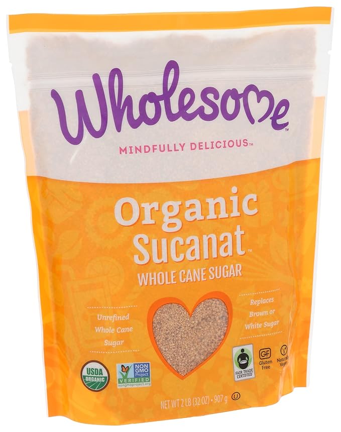 Wholesome Sweeteners 32-Ounce Organic Sucanat Panela Whole Cane Sugar Fair Trade Non-GMO Project Verified Gluten Free &amp Vegan for Baking Sprinkling and More 12 Pack