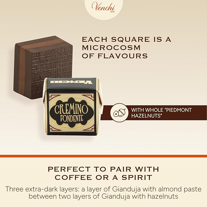 Venchi - Extra Dark Cremino Chocolates Extra Dark Chocolate and Gianduja Flavor Chocolate Candy Bulk Vegan Gluten Free 2.2 lb Bag