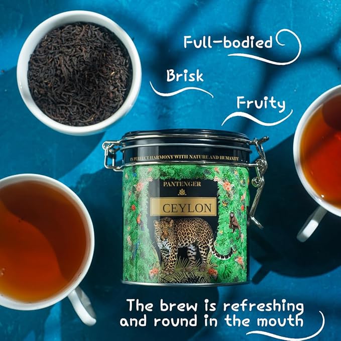Pantenger Ceylon Tea Loose Leaf. 3.5 Ounce (50 Servings). USDA Organic Black Tea Leaves from Dimbula Sri Lanka. High Grown Ceylon Tea. Packed in USA.