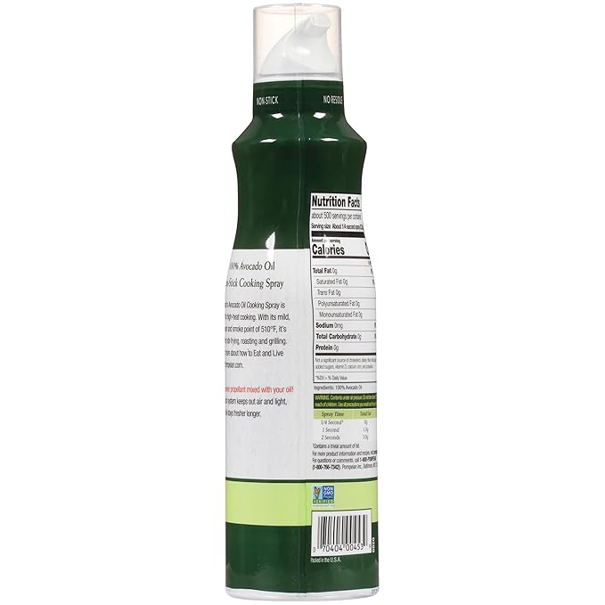 Pompeian Keto Extra Virgin Olive Oil &amp 100% Avocado Oil Cooking Spray No Propellants 5 Fl Oz Pack of 6