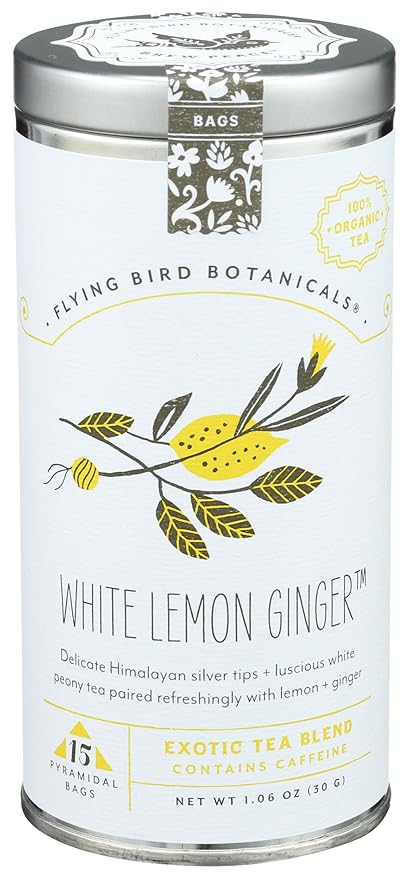 FLYING BIRD BOTANICALS White Lemon Ginger Tea 15 CT