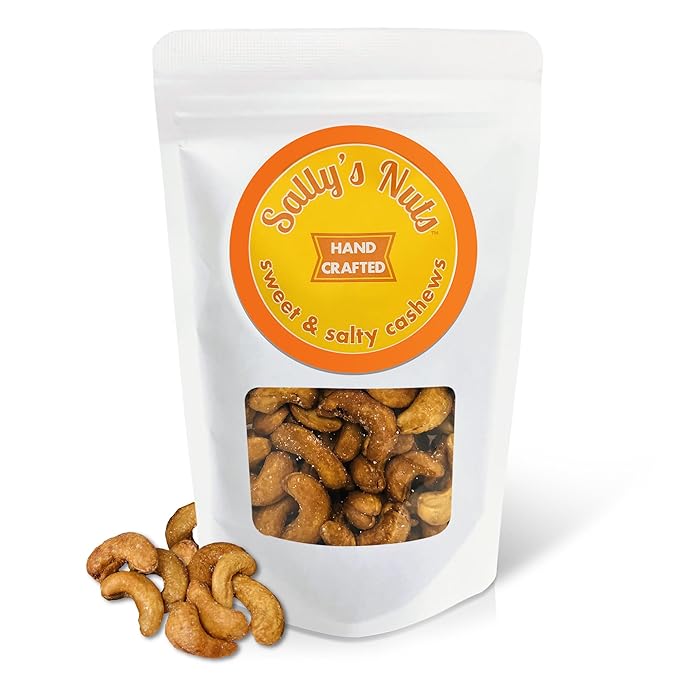 Sally's Nuts - Premium Hand Crafted Sweet &amp Salty Nuts - Vegan Gluten Free Preservative Free Certified Kosher Hand Made in Small Batches (16oz Cashew)