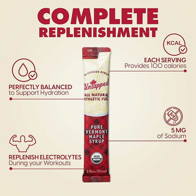 UnTapped Maple Syrup Packets Box of 20 Pack of 2 | Pure Maple Syrup Gel Packs for Runners | Single-Serve Running Energy Gels | Low Glycemic | Fuel to Keep You Running Longer
