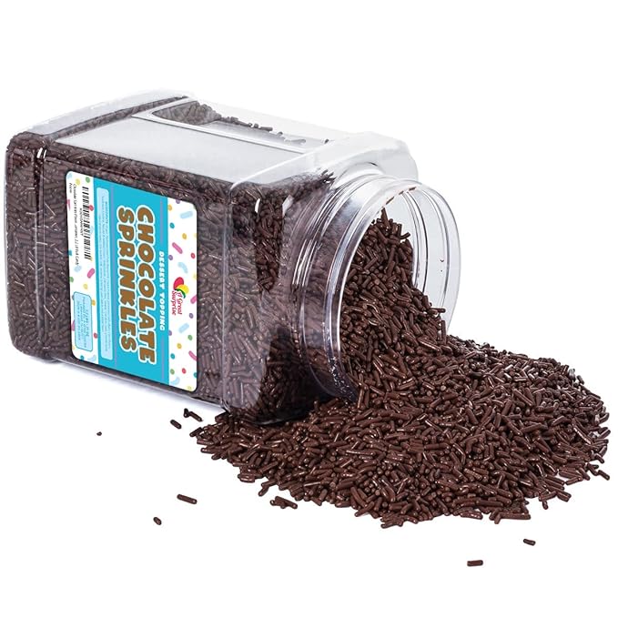 A Great Surprise Chocolate Sprinkles - 2.2 Pounds - Chocolate Jimmies for Ice Cream - Holiday Toppings for Baking Cake Decorating Cookies Cupcake
