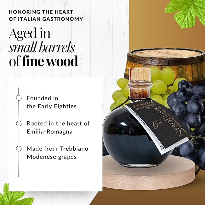 MANICARDI Balsamic Vinegar of Modena PGI - Dense Gold Elisir with Drip-Stop Dispenser Perfect for Snacks Pasta Vegetables Salad Dressings Meat - Made in Italy 8.45 Fl Oz (250 ml)