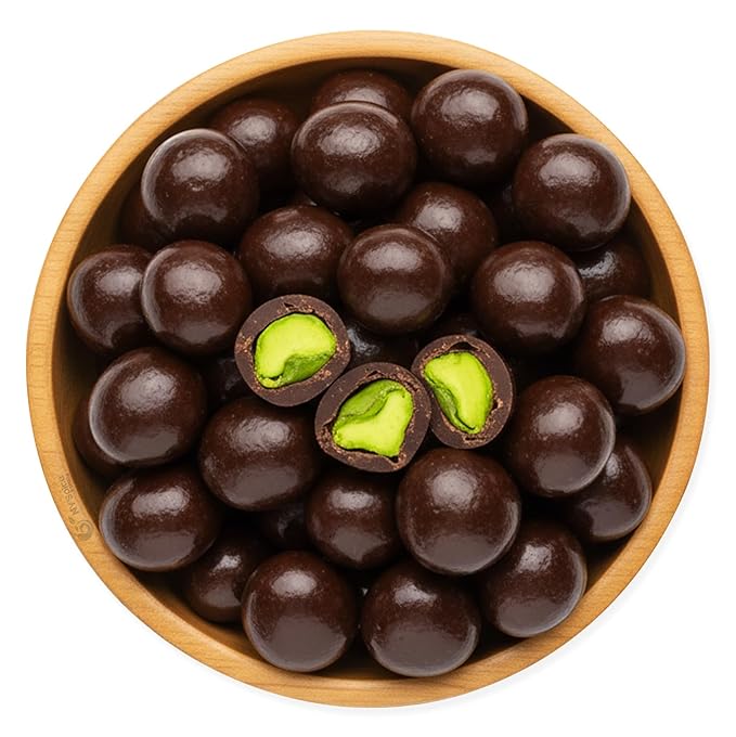 NY Spice Shop Dark Chocolate Covered Pistachios Candy - 8 Ounce Chocolate Pistachio Candy Candies - Gourmet Nuts Bites Movie Night Snacks - Nut Treats Snacks Variety Pack - Sweet Pistachio Candies