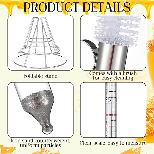 14 Pcs Maple Syrup Making Kit with Maple Syrup Hydrometer Kit and Filter Set Include Maple Syrup Hydrometer Test Cup Brush Filter Holder and 10 Pcs Filter Cloths for Maple Syrup Supplies