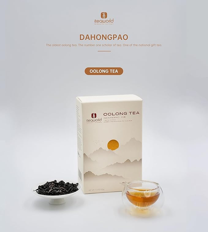 iTeaworld Da Hong Pao - Oolong Loose Leaf - Wuyi Rock Tea Oolong Tea Loose Leaf Scent Whole Loose leaves for Daily Use with 20 Eco-Conscious Tea Bags （3.5oz/100g)