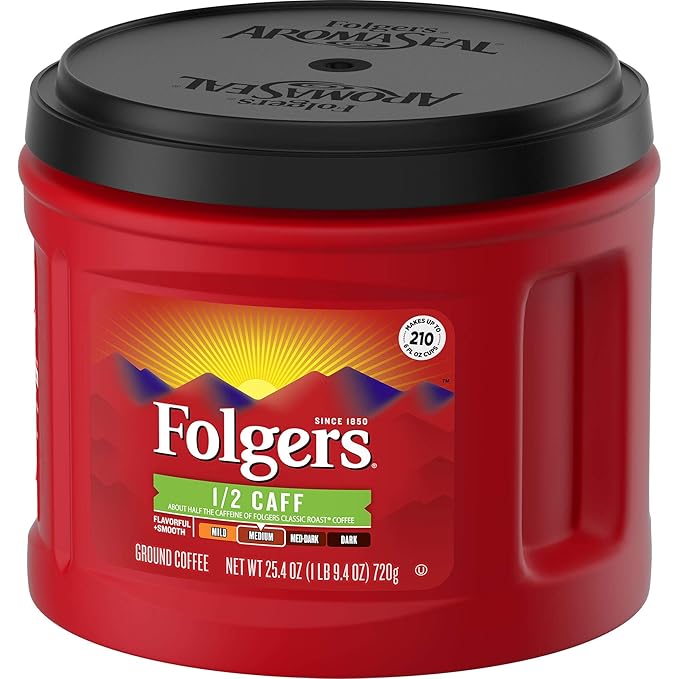 Folgers 1/2 Caff Half Caffeinated Medium Roast Ground Coffee 25.4 Ounces