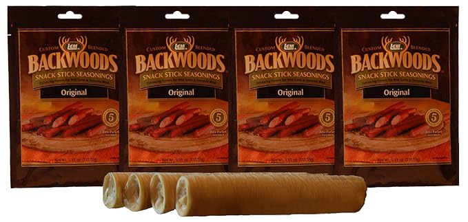LEM Products Backwoods Original Snack Stick Seasoning Sausage Kit Ideal for Wild Game Seasons Up to 20 Pounds of Meat 1 Pound 2.7 Ounce Package with Pre-Measured Cure Packet Included