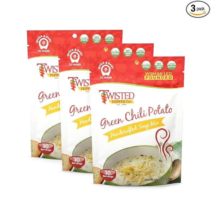 Twisted Pepper Co. Green Chili Potato Soup Mix: Gluten-Free – Handcrafted Soup – Thick Creamy &amp Zesty Flavor with a Kick of Green Chilies Quick &amp Easy Meal Ready in 30 Minutes Serves 8 Ad