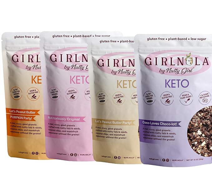 Low Sugar Low Carb Granola Cereal | Variety (10oz) 4 Pack | Nutty Girl Keto Girlnola®