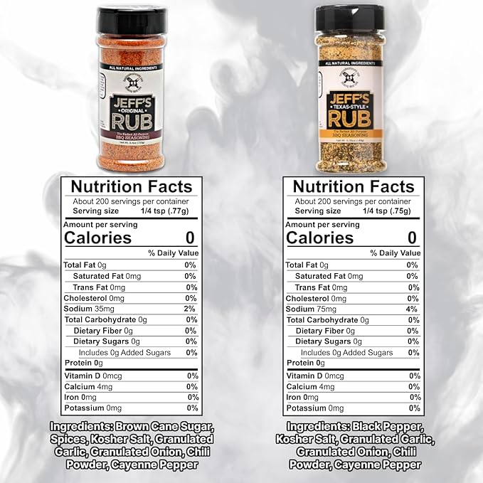Jeff's Original Rub + Texas Style Rub BBQ Seasoning (2-Pack) Grill or Smoker - Pork Chicken Ribs Brisket Steak Seafood Vegetables - Bundle With Galley Grove Sugar-Free Breath Mints