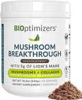 BIOptimizers Mushroom Coffee Alternative – Chocolate Drink – Lion’s Mane Chaga Reishi + Collagen Peptides for Focus Energy &amp Gut Health – Adaptogenic Mushrooms &amp MCT Powder – 30 Servings
