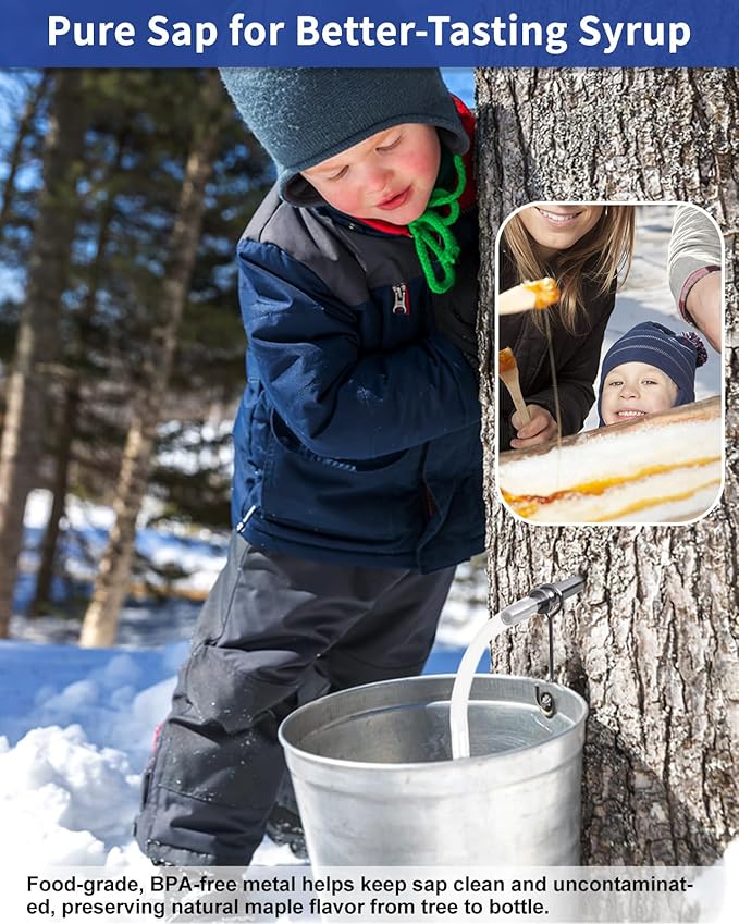 42Pcs Maple Syrup Tapping Kit Maple Tree Tapping Kit with 12 Metal Maple Syrup Spiles 12 Maple Syrup Tubes 12 Hooks 3 Maple Sap Filters Tree Tapping Kit for Maple Syrup Making Equipment