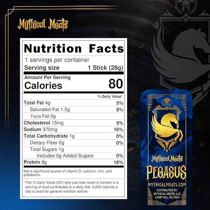 Mythical Meats Original Flavor Pegasus 12-Pack Snack Sticks – Antelope w/Beef – Dried &amp Dehydrated Meats Seasoned to Perfection – High Protein Snacks