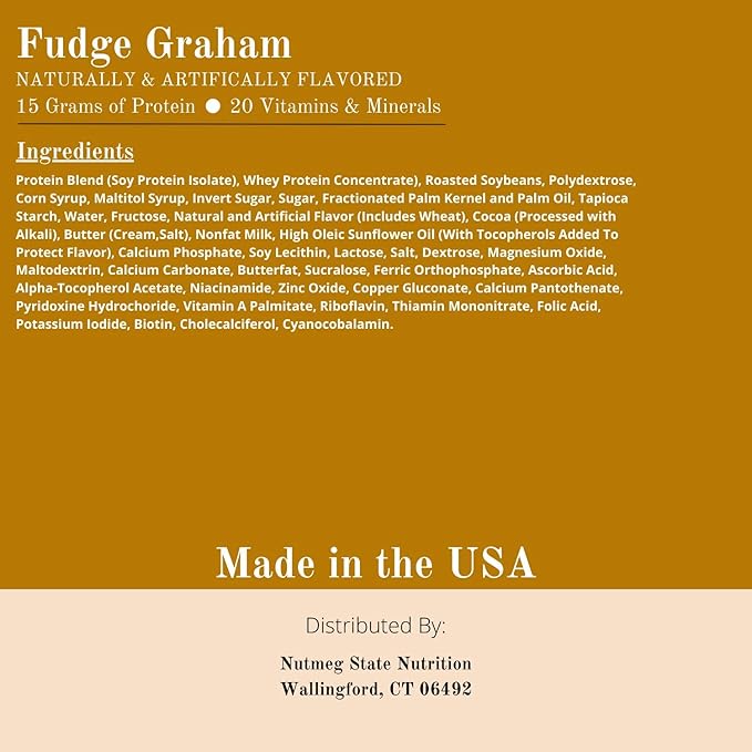 Nutmeg State Nutrition High Protein Bars 7 Servings Per Box (1 Box (7 Servings) Fudge Graham)