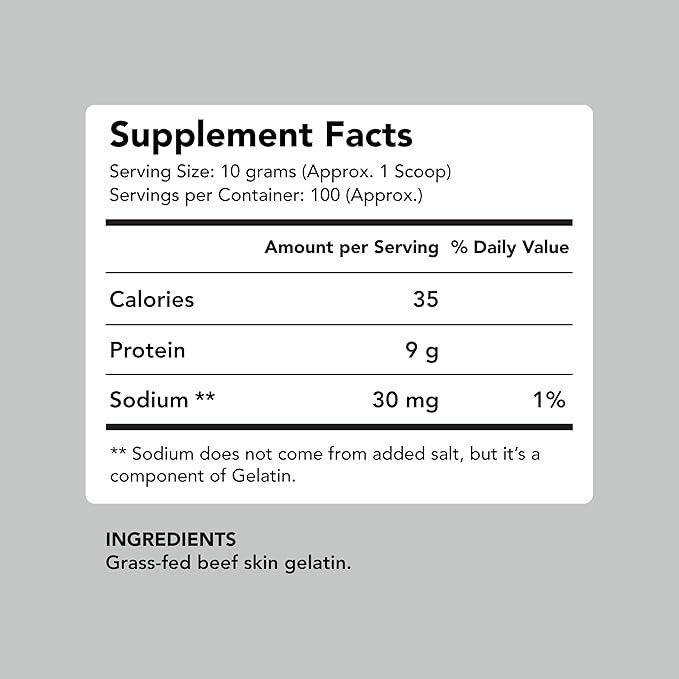 AMANDEAN Premium Gelatin Powder XL. Grass-Fed Beef Collagen Protein Supplement. Unflavored. Healthy Skin Hair Nails &amp Gut. Paleo Friendly Cooking and Baking. 18 Amino Acids. Non-GMO.
