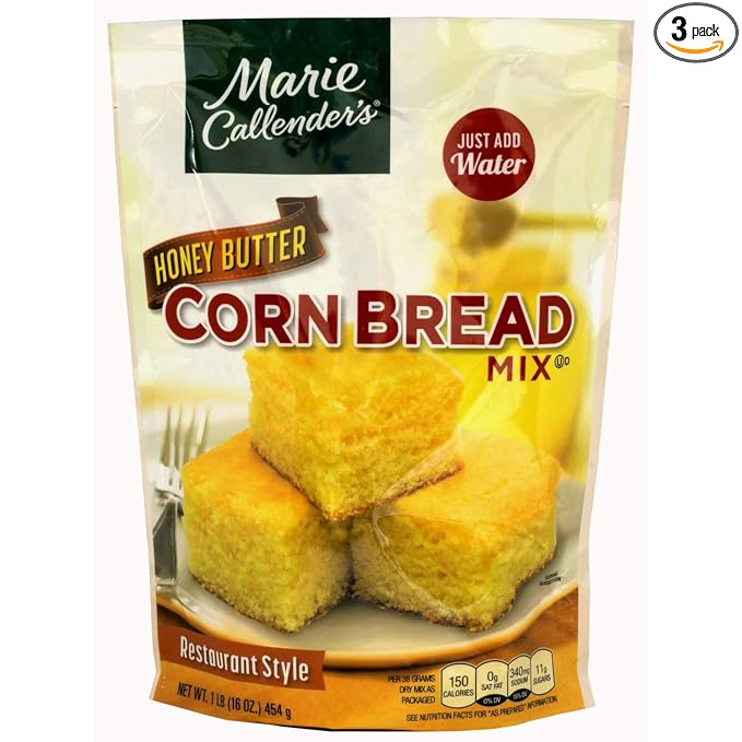 Multipack Marie Calendar Corn Bread Mix Honey Butter Just Add Water Mix and Bake. (Pack of 3)
