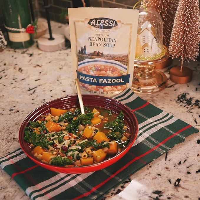 Alessi Autentico Premium Soups Traditional Flavors 6oz (Neapolitan Bean Pack of 6)