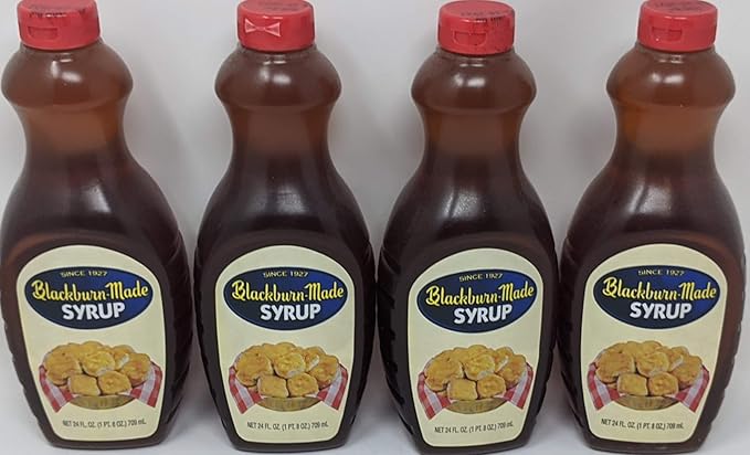 Blackburn-Made Syrup Bundle - 4 x 24 Oz Bottles of Blackburn Made Syrup Blackburn Syrup Pancake Bundled with Recipe Sheet