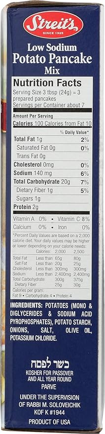 Streit's No-Salt Potato Pancake 6.0-Ounce Units (Pack of 12)