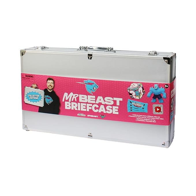 Feastables MrBeast Collector Edition Briefcase with Feastables Chocolate and Beast Lab Toy 6 Pieces