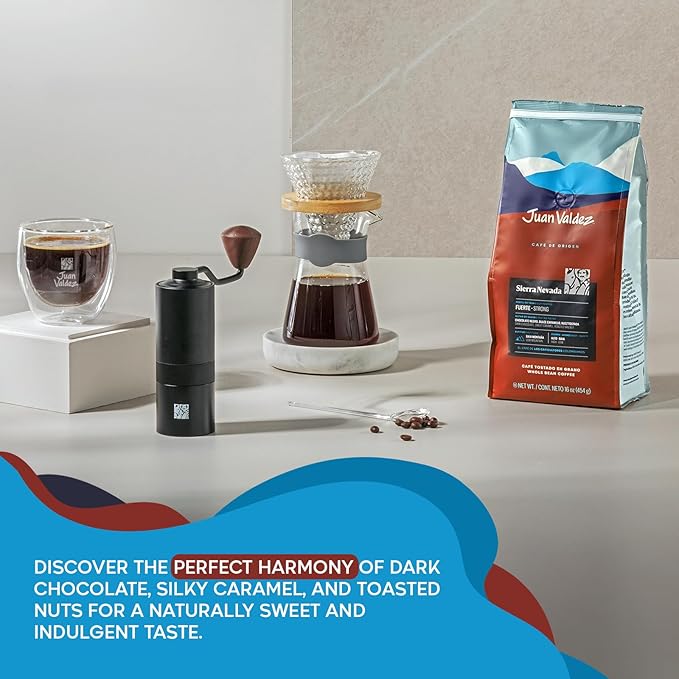 Juan Valdez Sierra Nevada Whole Bean Coffee | 100% Colombian Coffee | Single Origin with Notes of Chocolate Caramel &amp Roasted Nuts | 16 oz / 454 gr