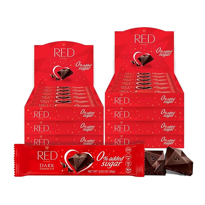 RED Delight®™ Dark Chocolate 12 Count Box of Grab N Go Travel Size Bars (0.92 Ounces Each) (7 Boxes - Total of 84 Bars)