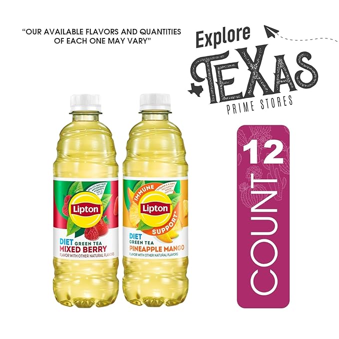 Lipton Diet 12-Pack 16.9 fl oz Iced Green Tea Bottles - Mixed Berry + Pineapple-Mango
