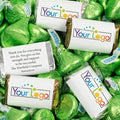 Personalized Candy Promotional Products Add Your Logo or Photo Party Favors 41 Custom Chocolate Miniatures and Approx. 90 Bulk Light Green Kisses (Approx. 131 Pcs)